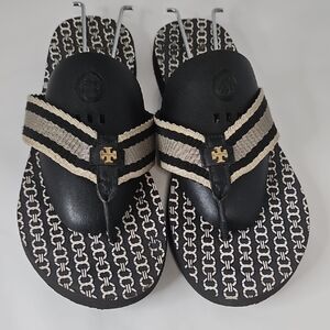Tory Burch Black and Cream Sandals